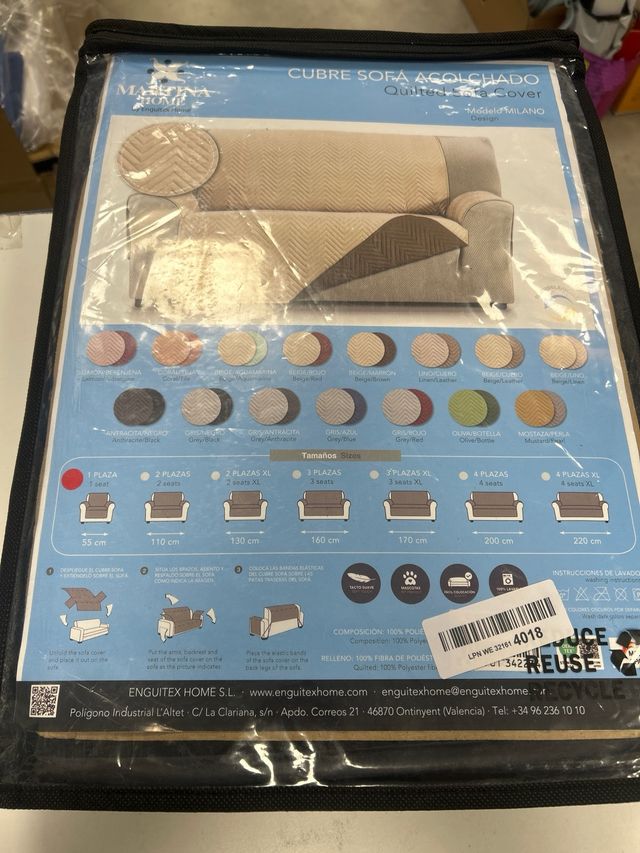 Funda Cubre Sofá Martina Home Milano Gris