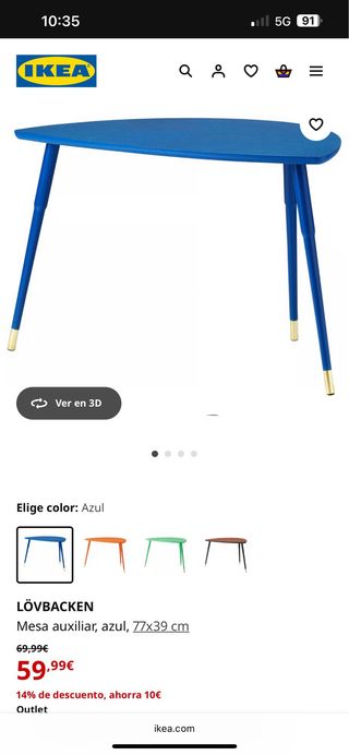 Mesa auxiliar LÖVBACKEN IKEA azul