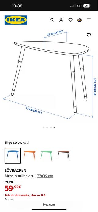 Mesa auxiliar LÖVBACKEN IKEA azul