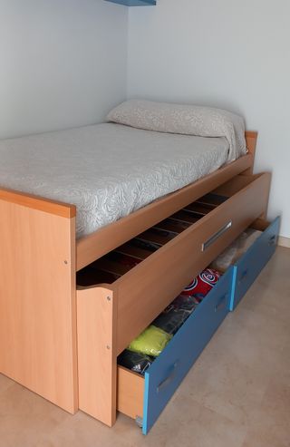 Cama nido 105cm madera con cajones