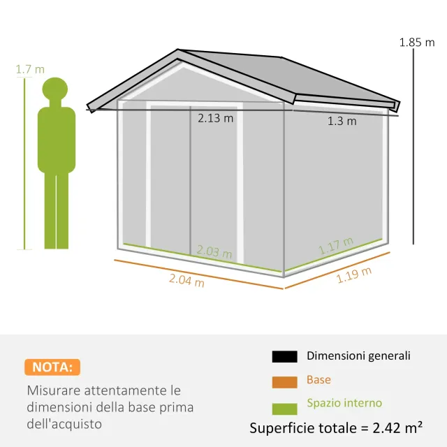Casetta da Giardino Porta Utensili in Lamiera con