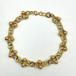 PULSERA BOLAS DIAMANTADAS, HUECA,  ORO  18k. 