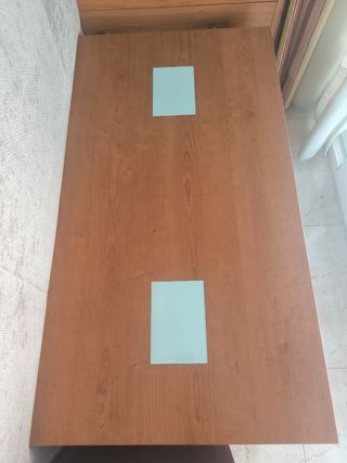 Mesa baja de salón madera y cristal