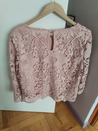 Blusa Pedro del Hierro rosa encaje