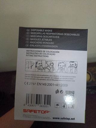 Caja de 12 mascarillas marca safetop.
