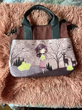 Bolso con estampado de chica y ciervos