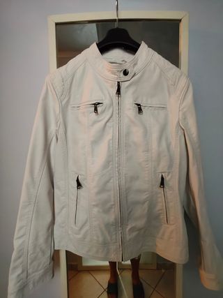 Giubbino ecopelle bianco foderato