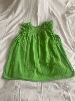 Blusa verde mujer con encaje