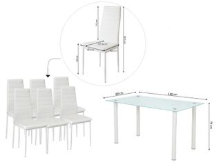 mesa de cristal templado+6 sillas polipiel nuevo