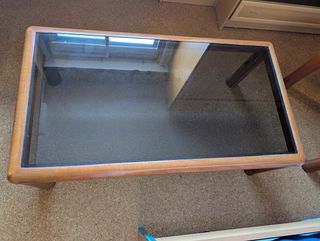 Mesa de centro madera y cristal rectangular