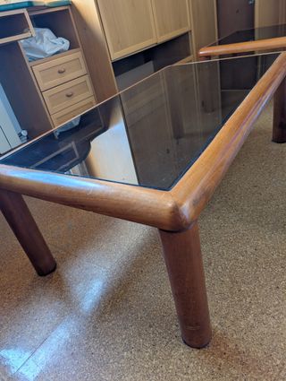 Mesa de centro madera y cristal rectangular