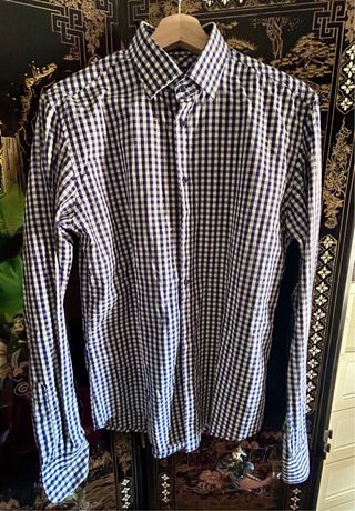 Camisa Zara Cuadro Vichy Azul y Blanco
