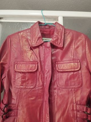 Chaqueta de cuero roja mujer talla 42