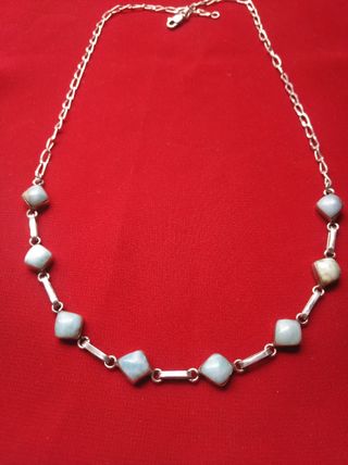 Collar Plata Antiguo Piedras Azules.largo 50 cm.