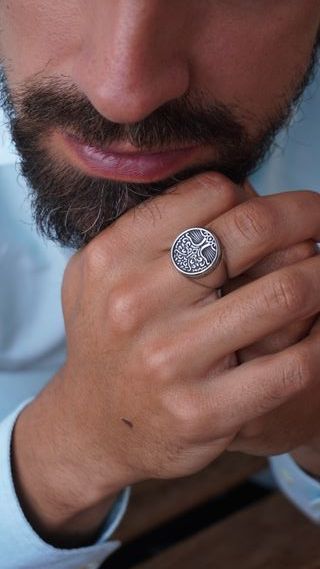 Anillo Hombre Acero Árbol Vida