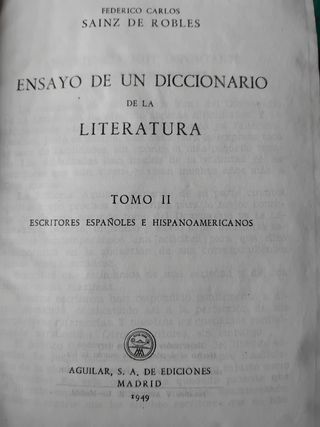 Ensayo de un Diccionario Literatura. 