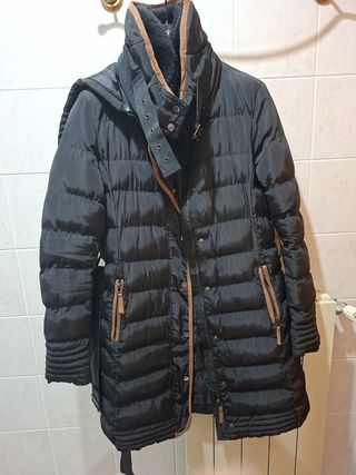 Cappotto donna imbottito nero tg 48 con cappuccio