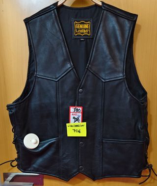 Chaleco de piel motero con cuerdas para mujer