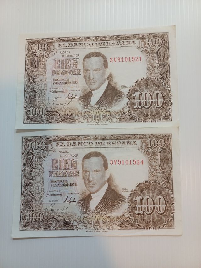 2 Billetes 100 Ptas 1953 Juio Romero de Torres