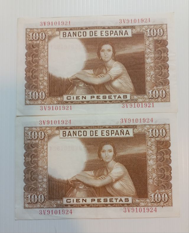 2 Billetes 100 Ptas 1953 Juio Romero de Torres