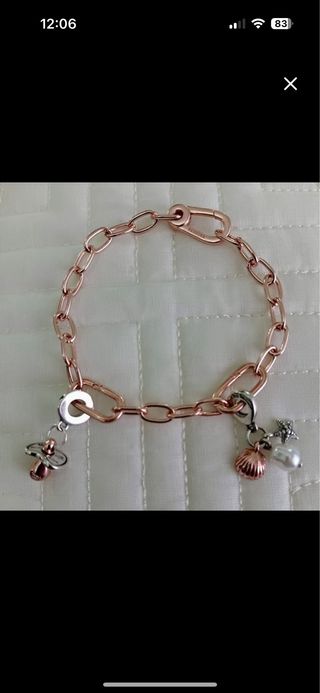 Pulsera eslabones oro rosa y plata