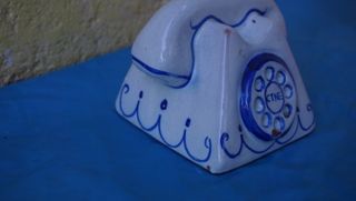  Teléfono hucha cerámico antiguo CTNE 11x11 cm