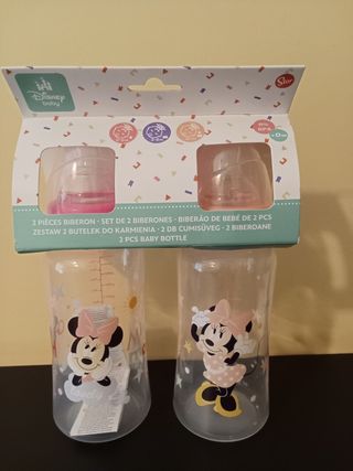Biberones Disney Minnie Mouse + Chupete de regalo 