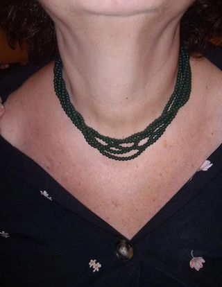 Collana vintage giada verde scuro