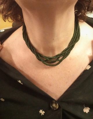 Collana vintage giada verde scuro