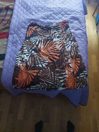 Falda Verano Talla 50 Estampado Palmera