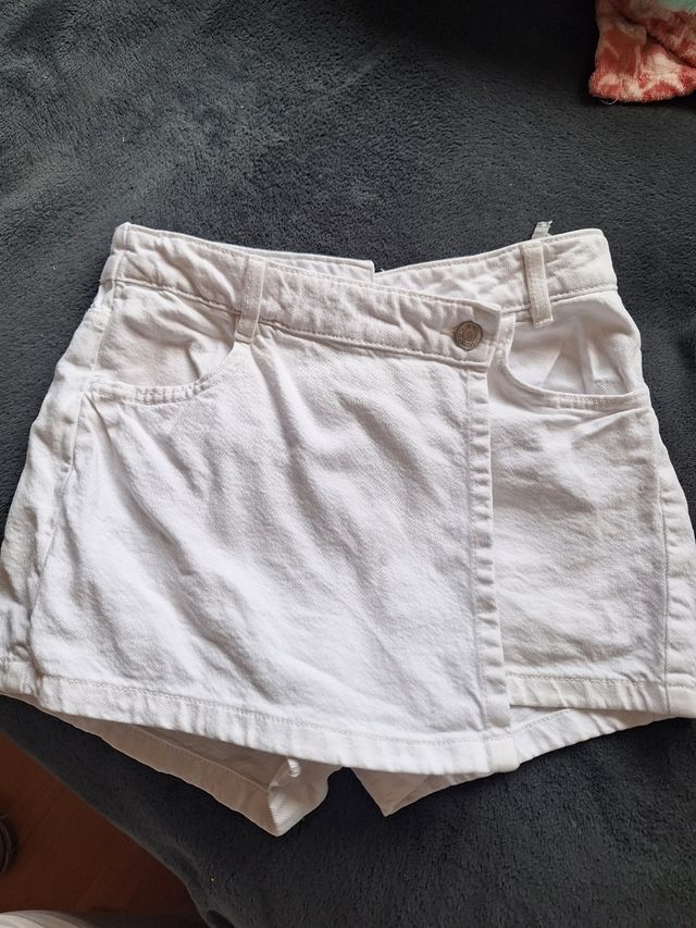 Falda pantalón vaquera blanca Zara Kids 13-14