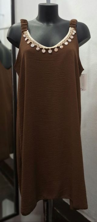 Vestido de viscosa marrón