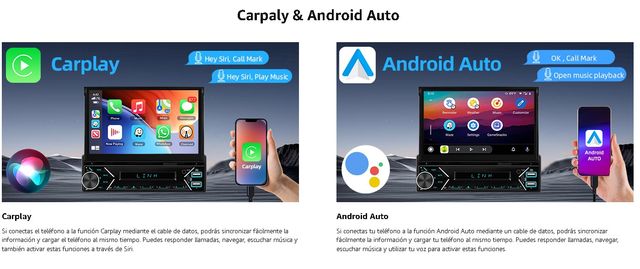 Radio 1 DIN con CarPlay/Android Auto