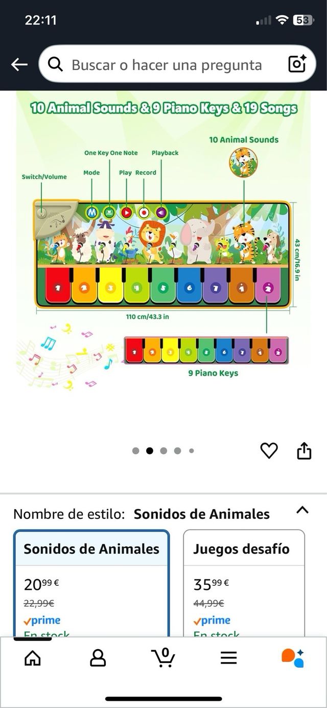 Alfombra Piano Musical Infantil Animales