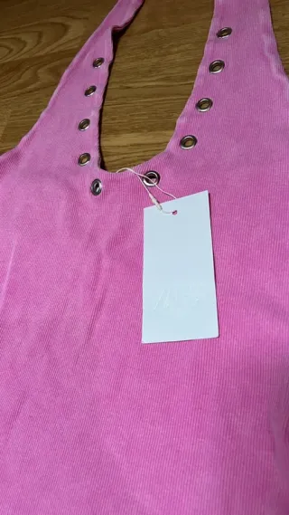 Top Zara Rosa con Arandelas