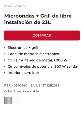Microondas Teka Acero Inoxidable