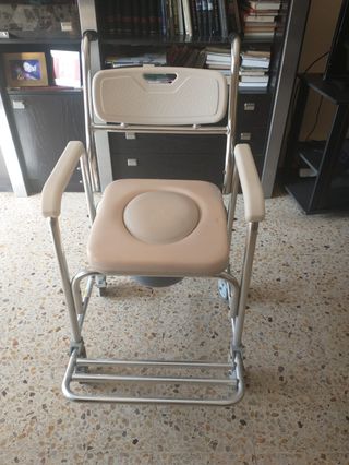 Silla Ducha/WC Ruedas Beige/Plata