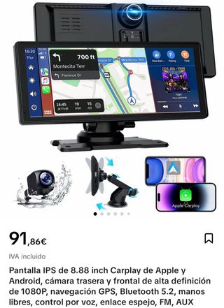 Pantalla Carplay 8.88 IPS Android GPS