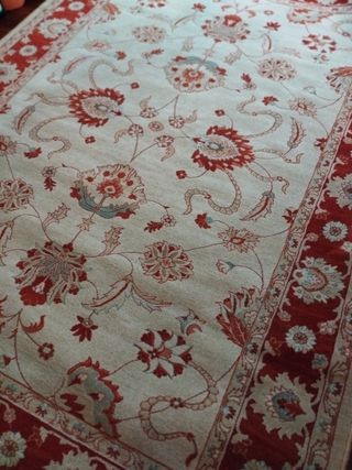 Alfombra Oriental Clásica Beige y Roja
