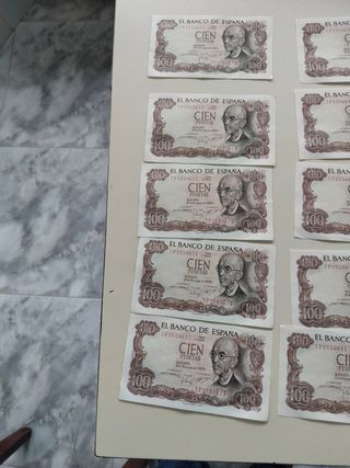 Billetes 100 Pesetas Correlativos 1970