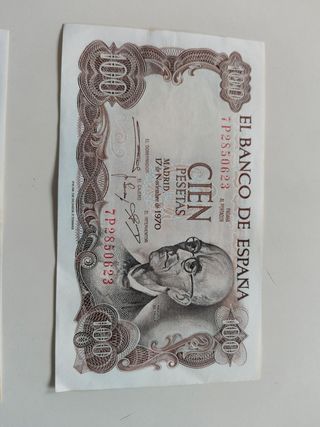 Billetes 100 Pesetas Correlativos 1970