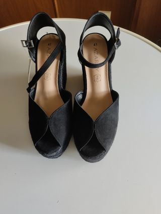 Sandalias Azaray Tacon Plataforma Negro Talla 41