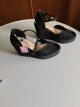 Sandalias Azaray Tacon Plataforma Negro Talla 41