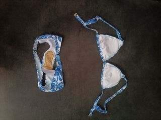 Bikini azul y blanco talla XS