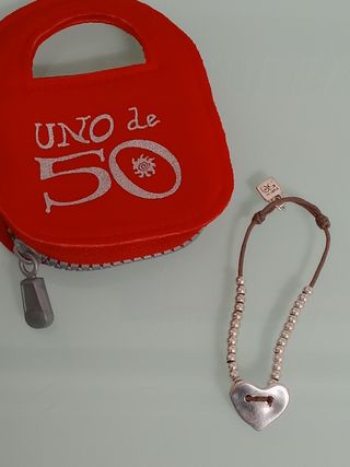Pulsera UNO de 50 Corazón Plata