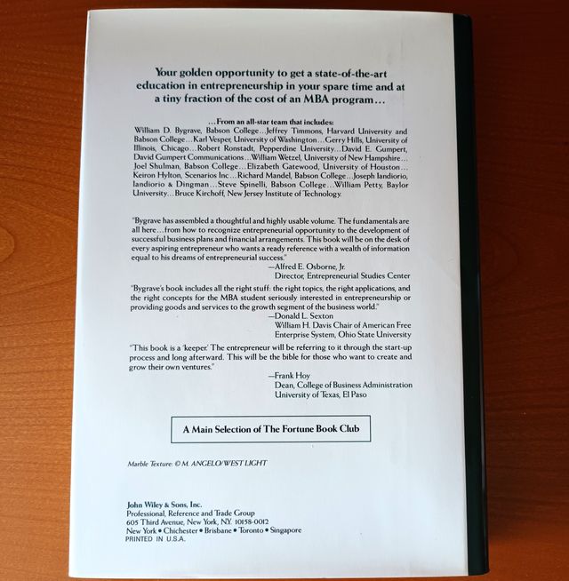 The Portable MBA in Entrepreneurship, Bygrave