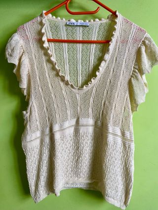 Camiseta Zara Encaje L