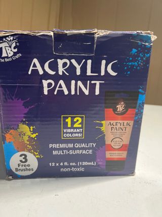 Pinturas Acrílicas TBC 12 Colores + 3 Pinceles