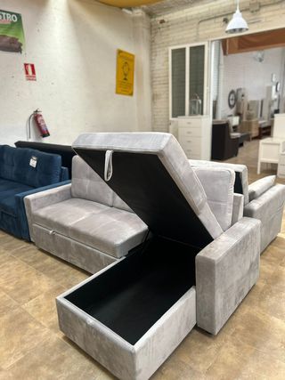 Sofá Cama Gris Claro - Chaiselongue Nuevo