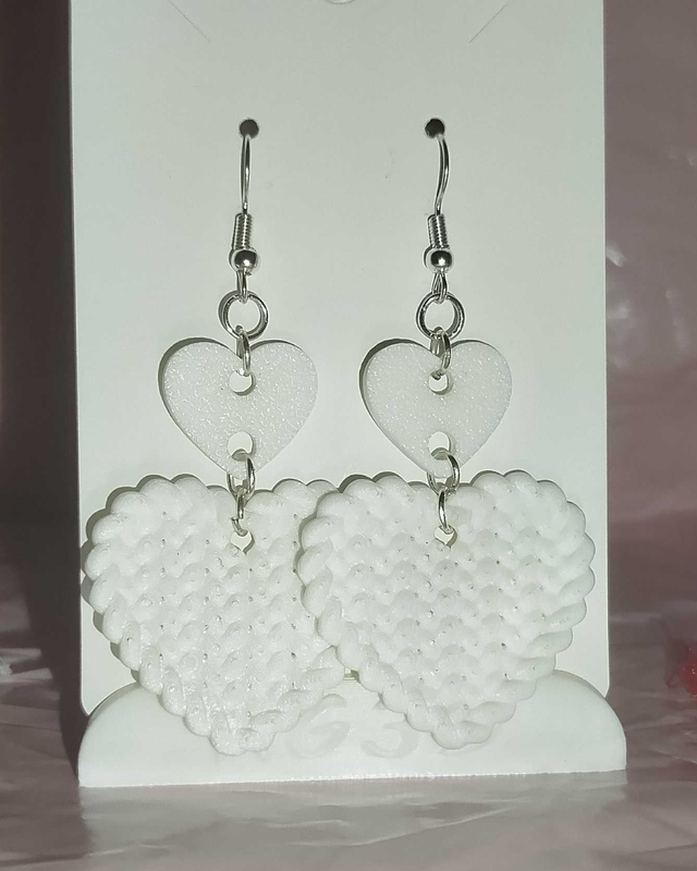 Pendientes Corazón Doble Lana Morado